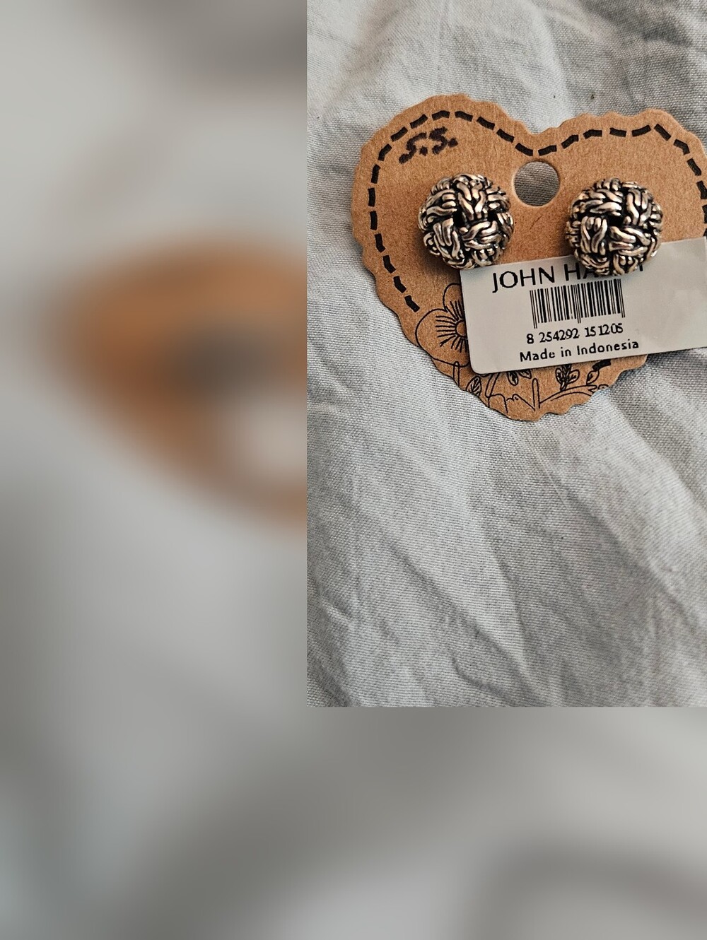 John Hardy Silver Twisted Rope Filigree Button Earrings